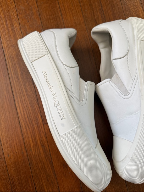 Alexander McQueen White Leather Slip-On Loafers mens size 12 main image 4